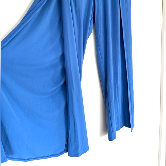 1. State Wide Leg Slit Hem Envelope Palazzo Pant In Harbour Wave Blue - Picture 7 of 14